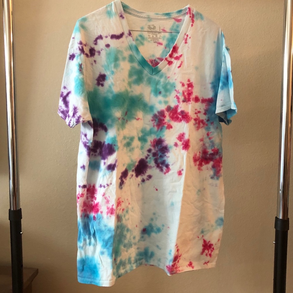 Hand Tie Dyed V Neck T Shirt NWOT